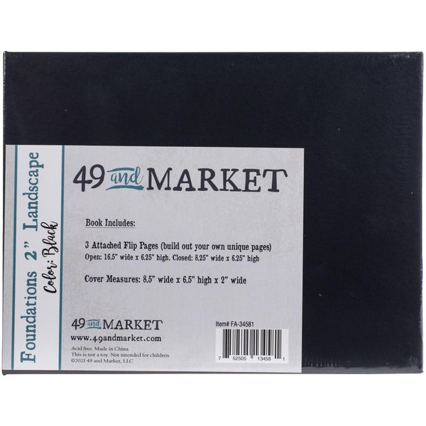 49 and Market - Foundations 2" Landscape Album 6.5"X8.5" - Black (FA34581)