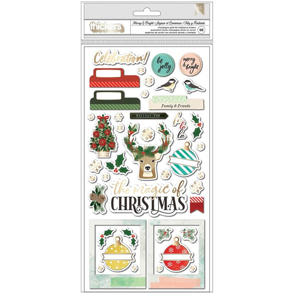 Vicki Boutin - Thickers Stickers 98/Pkg - Warm Wishes - Merry & Bright Phrases & Icons/Chipboard (VB010774)