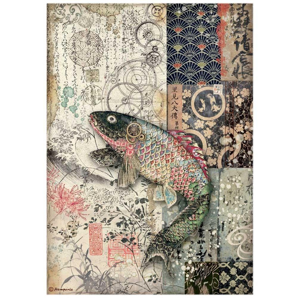 Stamperia - Decoupage Rice Paper A4 8.26x11.69 - Sir Vagabond In Japan - Mechanical Fish (DFSA4609)