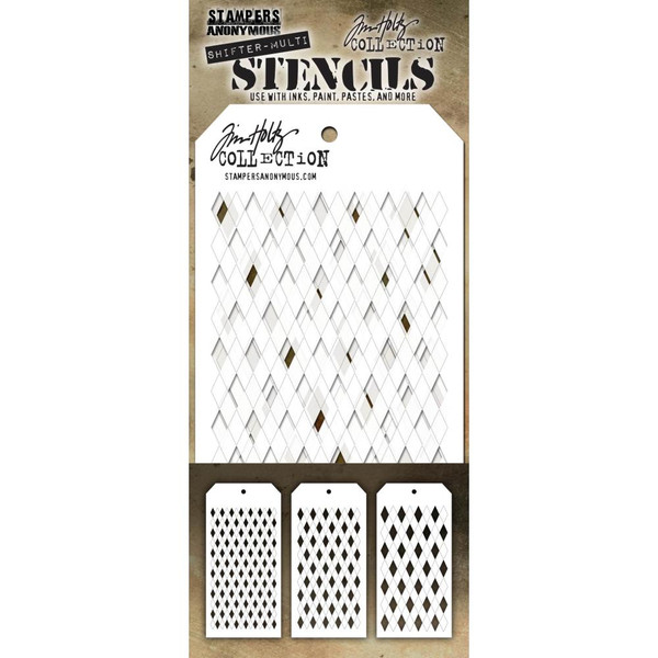 Tim Holtz - Layered Stencil Set 3/Pkg - Stampers Anonymous - Shifter Harlequin (THSM02)