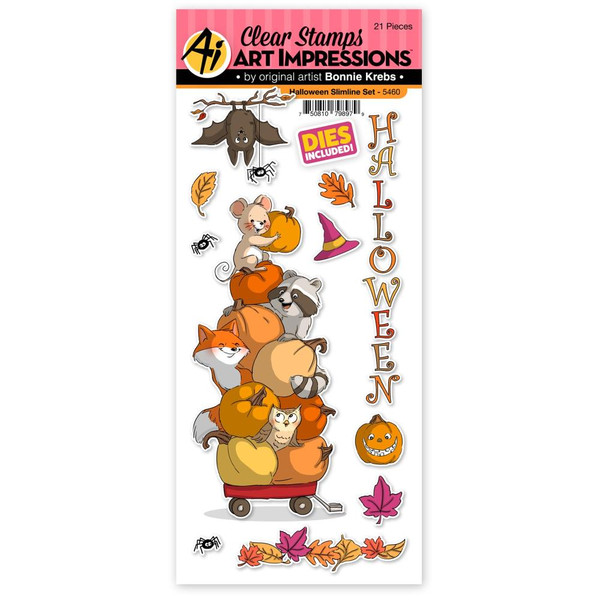 Art Impressions Holiday Stamp & Die Set - Halloween Slimline (AI5460)