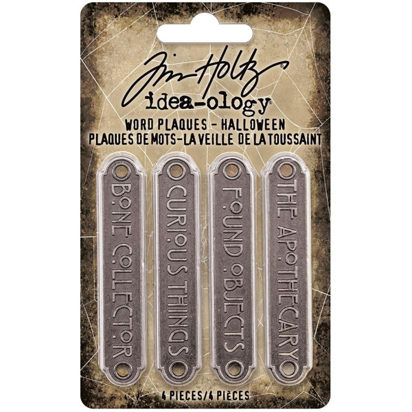 Tim Holtz Idea-Ology - Halloween 2021 - Metal Word Plaques 4/Pkg (TH94164)