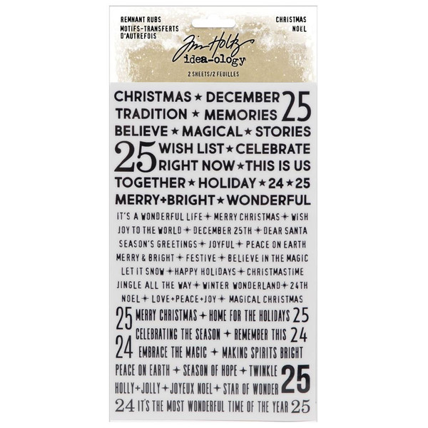 Tim Holtz Idea-Ology - Christmas 2021 - Remnant Rubs Rub-Ons 4.75"X8.25" 2/Pkg (TH94194)