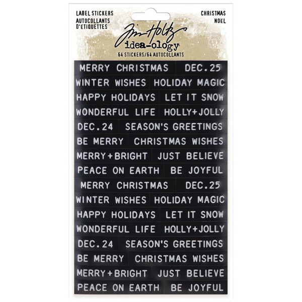 Tim Holtz Idea-Ology - Christmas 2021 - Sentiments Label Stickers 64/Pkg (TH94205)