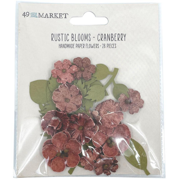 49 and Market - Rustic Blooms Paper Flowers 28/Pkg - Cranberry (49RBLM 34932)