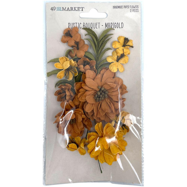 49 and Market - Rustic Bouquet Paper Flowers 12/Pkg - Marigold (49RBQT - 34864)