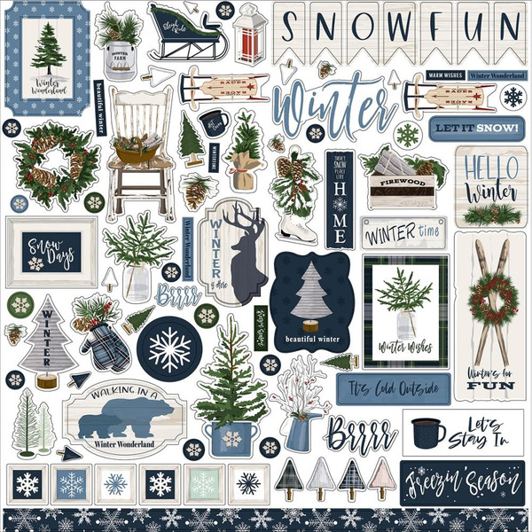 Carta Bella - Cardstock Stickers 12"X12" - Welcome Winter - Elements (WW142014)
