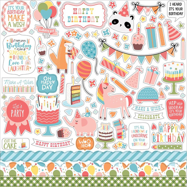 Echo Park - Cardstock Element Stickers 12x12 - Birthday Girl (BIG262014)