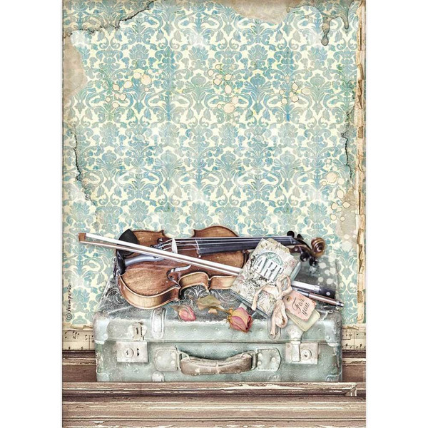 Stamperia - Decoupage Rice Paper A4 8.26x11.69 - Passion - Violin & Travelling (DFSA4544)