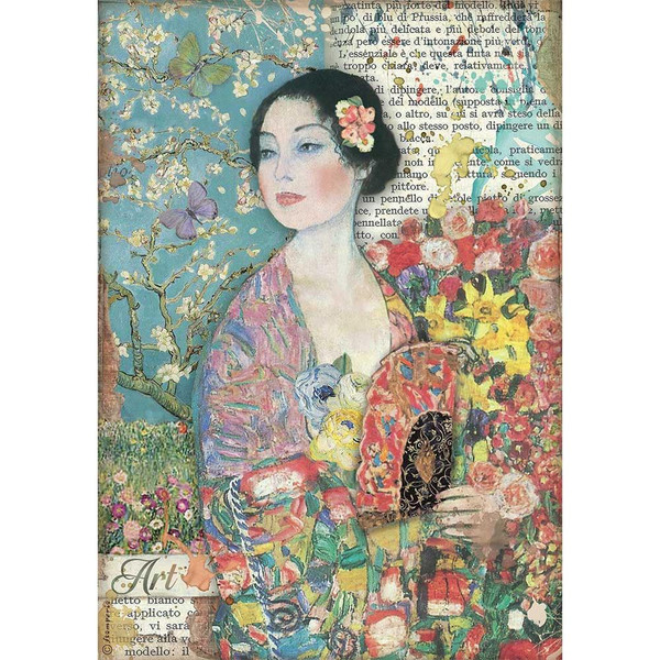 Stamperia - Decoupage Rice Paper A4 8.26x11.69 - Atelier Des Arts - Dame With Fan (DFSA4545)