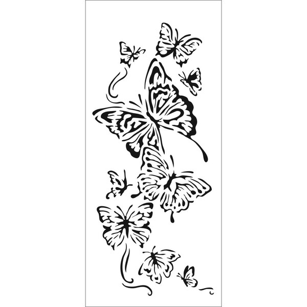 The Crafters Workshop - Slimline Stencil - Flying Butterflies (TCW4X9 2318)