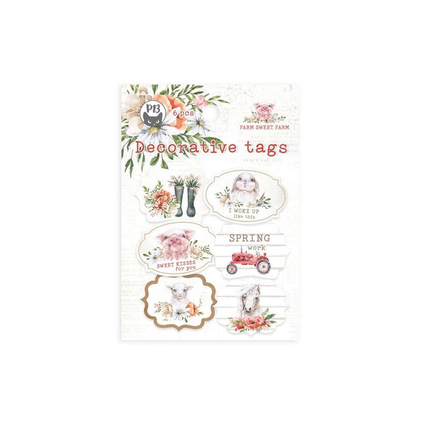 P13 - Farm Sweet Farm - Double-Sided Cardstock Tags 6/Pkg - #04 (P13FSF24)