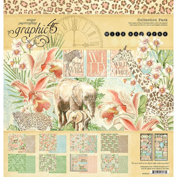 Graphic 45 - Collection Pack 12"X12" - Wild & Free (G4502405)