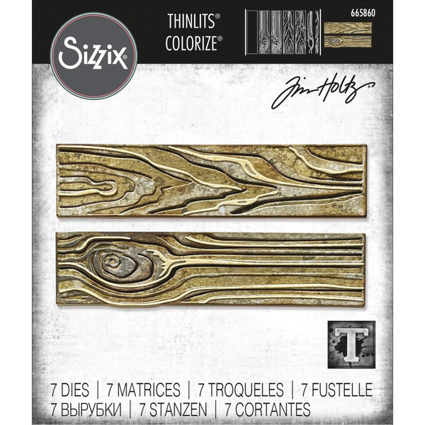 Sizzix By Tim Holtz Thinlits Die Set 7/Pkg - Woodgrain Colorize (665860)