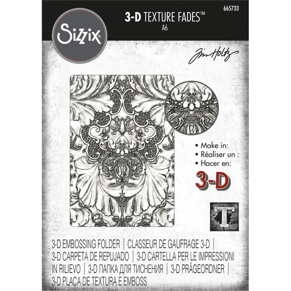 Sizzix By Tim Holtz 3-D Texture Fades Embossing Folder - Damask (665733)