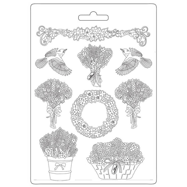 Stamperia - Soft Maxi Mould 8.5"X11.5" - Provence - Garlands & Bouquets (3PTA4527)