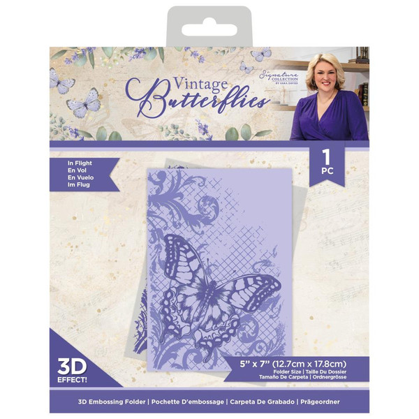 Crafter's Companion - Embossing Folder 5"X7" - Vintage Butterflies - In Flight (EF3DINFL)
