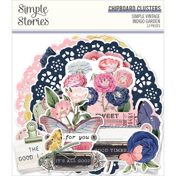 Simple Stories - Chipboard Clusters - Simple Vintage Indigo Garden (VIG17126)