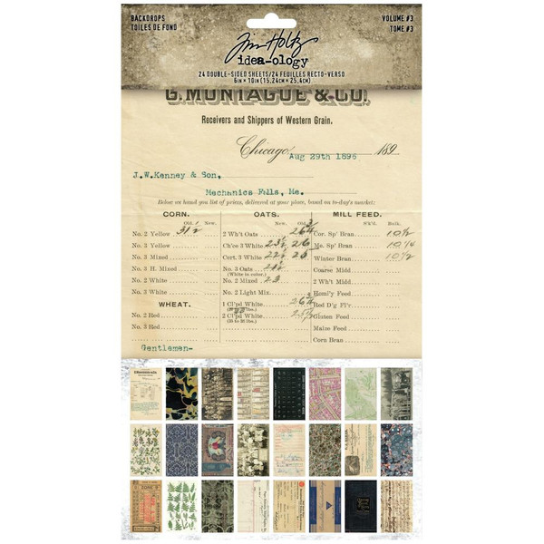 Tim Holtz - Idea-Ology - Backdrops Double-Sided Cardstock 6"X10" 24/Pkg - Volume #3 (TH94247)