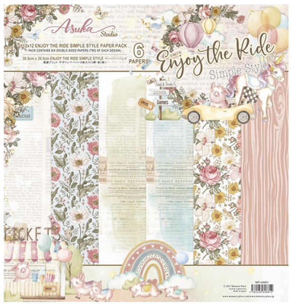 Asuka Studio - Double-Sided Paper Pack 12"X12" 6/Pkg- Enjoy The Ride - Simple Style (MP-60881)