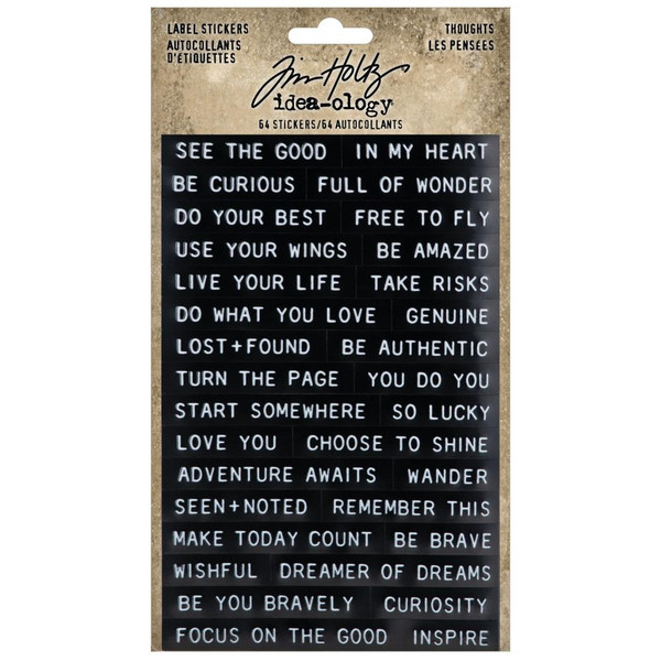 Tim Holtz - Idea-Ology - Sentiments Label Stickers 64/Pkg - Thoughts (TH94229)