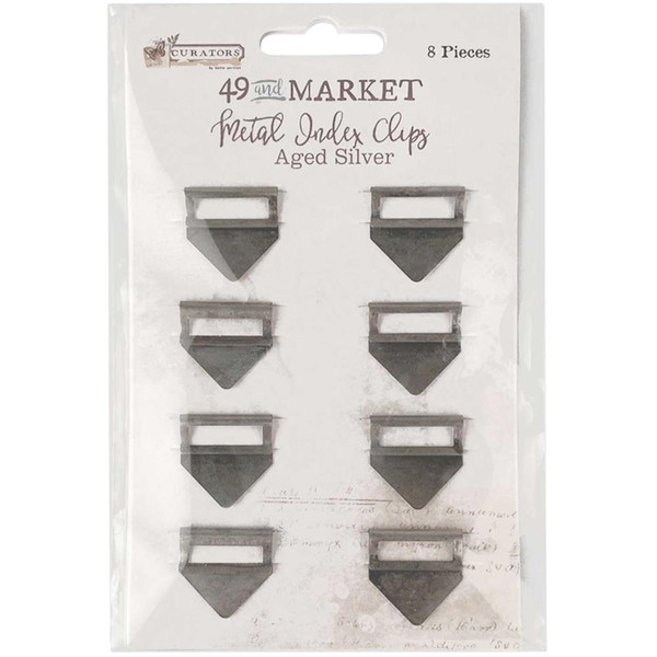 49 and Market - Curators Essential Metal Index Clips 8/Pkg - Aged Silver (C35564)