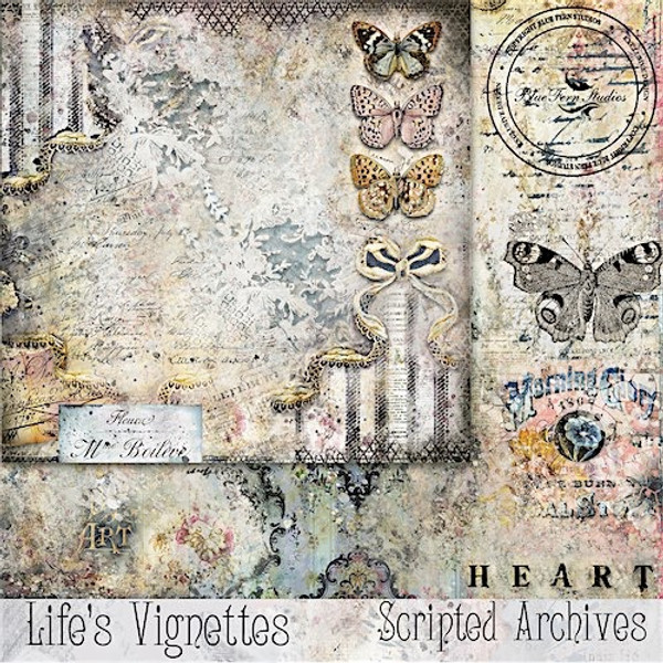 Blue Fern Studios - 12x12 Double-Sided Sheet Paper - Life's Vignettes - Scripted Archives (457043)