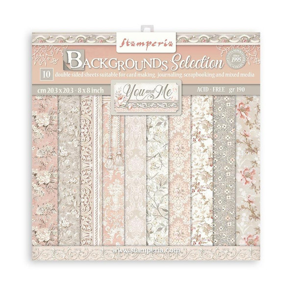 Stamperia - Double-Sided Paper Pad 8"X8" 10/Pkg - You & Me - Backgrounds (SBBS62)