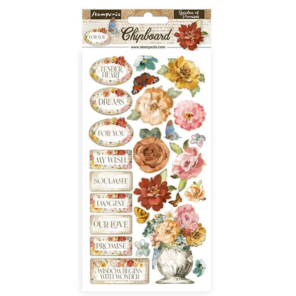 Stamperia - Adhesive Chipboard 6"X12" - Garden of Promises (DFLCB56)