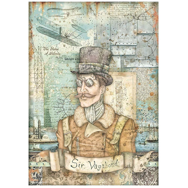 Stamperia - Rice Paper Sheet A4 - Sir Vagabond Aviator - Sir Vagabond (DFSA4699)