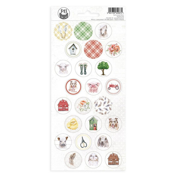 P13 - Cardstock Stickers 4"X9" - Farm Sweet Farm - #03 Circle Icons (P13FSF13)