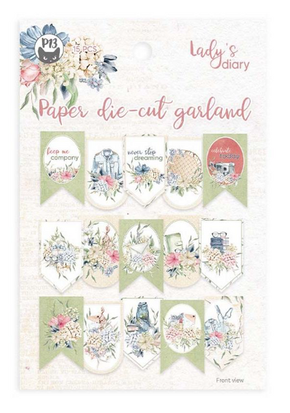 P13 - Double-Sided Cardstock Die-Cuts 15/Pkg- Lady's Diary - Garland (P13LAD32)