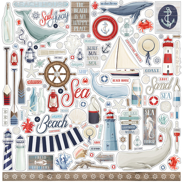 Carta Bella - 12 x 12 Cardstock Sticker Elements - By The Sea (CBBS120014)