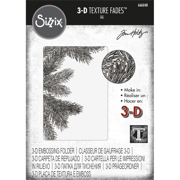 Tim Holtz - Sizzix 3D Texture Fades Embossing Folder - Pine Branches (666048)