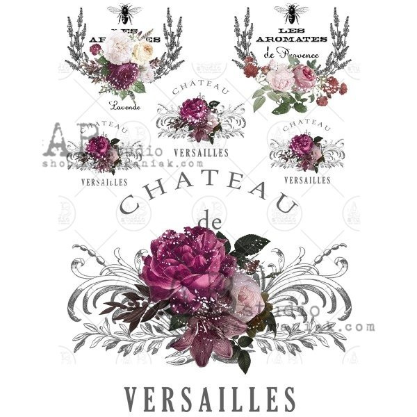 AB Studios - Decoupage Rice Paper - No. 0636 - Chateau Roses (No. 0636)