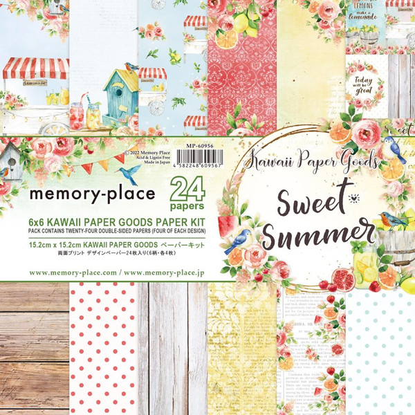 Memory Place Kawaii Paper Goods Paper Pack 6"X6" 24/Pkg - Sweet Summer, 6 Designs/2 Each (MP-60956)