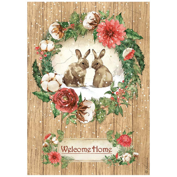 Stamperia - Rice Paper Sheet A4 - Home For The Holidays - Welcome Home (DFSA4705)