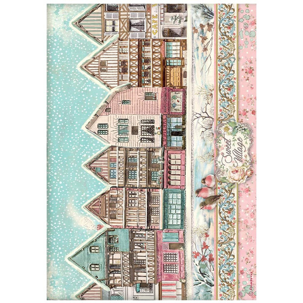 Stamperia - Decoupage Rice Paper Sheet A4 - Sweet Winter - Sweet Villiage (DFSA4728)