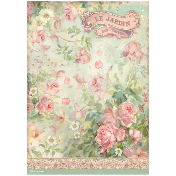 Stamperia - Rice Paper Sheet A4 - Rose Parfum - Le Jardin Des Parfums (DFSA4737)