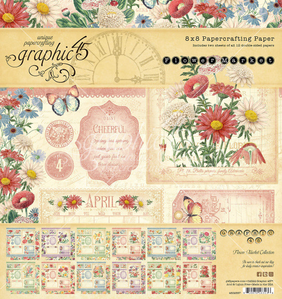 Graphic 45 - Collection Pack 8"X8" 24/Pkg - Flower Market (G4502557)