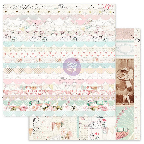 Prima - Love Notes - Double-Sided Cardstock 12"X12" - Darling Stripes (LONO12 99292)