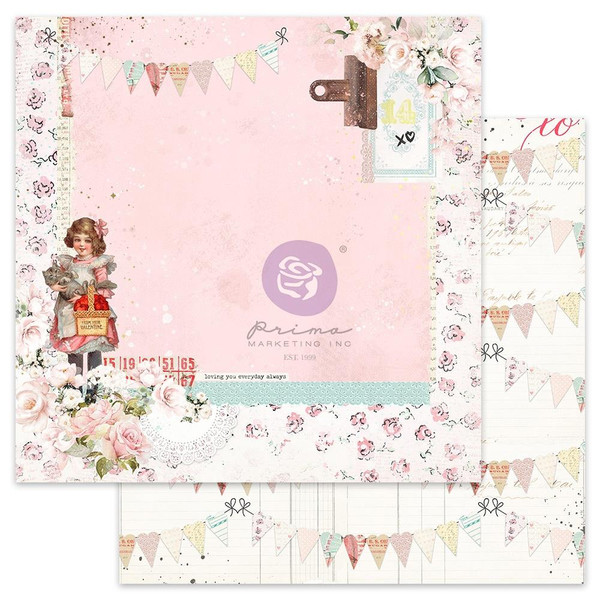 Prima - Love Notes - Double-Sided Cardstock 12"X12" - Valentine Bunting (LONO12 99254)