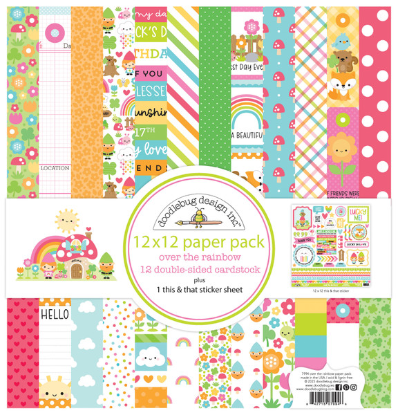 Doodlebug - Double-Sided Paper Pack 12"X12" 12/Pkg - Over The Rainbow (DB7994)