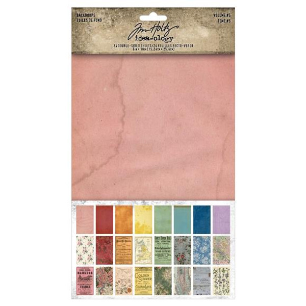 Tim Holtz Idea-Ology Backdrops Volume #5 Double-Sided Cardstock 6"X10" 24/Pkg (TH94309)