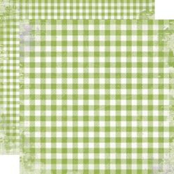 Simple Stories Life In Bloom Double-Sided Cardstock 12"X12" - Green Gingham (SVL12 19722)