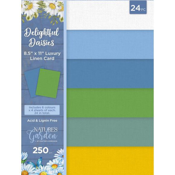 Crafter's Companion - Nature's Garden Delightful Daisies Luxury Linen Card 8.5"X11" 24/Pkg (DDLINEN)