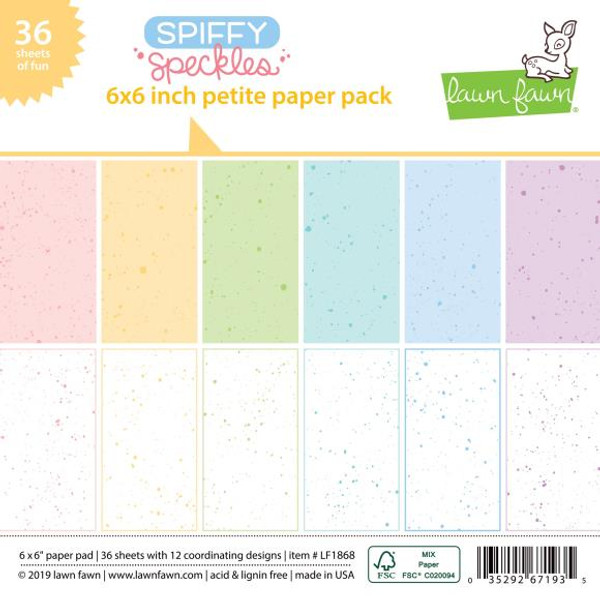 Lawn Fawn -Single-Sided Petite Paper Pack 6"X6" 36/Pkg - Spiffy Speckles (LF1868)