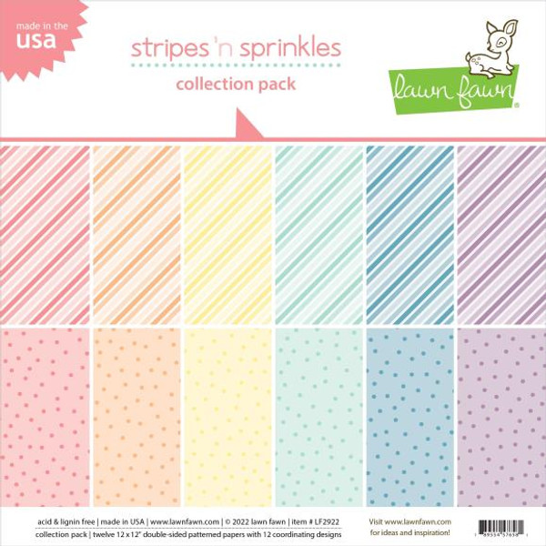 Lawn Fawn - Double-Sided Collection Pack 12"X12" 12/Pkg - Stripes 'n Sprinkles (LF2922)