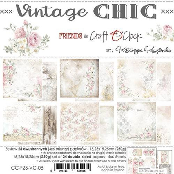 Craft O' Clock - Paper Collection Set 6x6 24/pkg - Vintage Chic (CC-F25-VC-08)