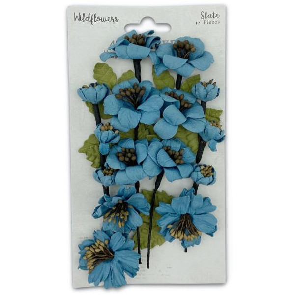 49 and Market - Wildflowers Paper Flowers - 12/Pkg - Slate (49FMW 40339)